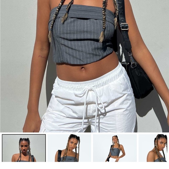 Princess Polly Charcoal pinstripe strapless crop top size 2. Like new - Picture 12 of 16